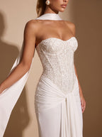 Sage - Women’s Strapless Formal Wedding Guest Gown