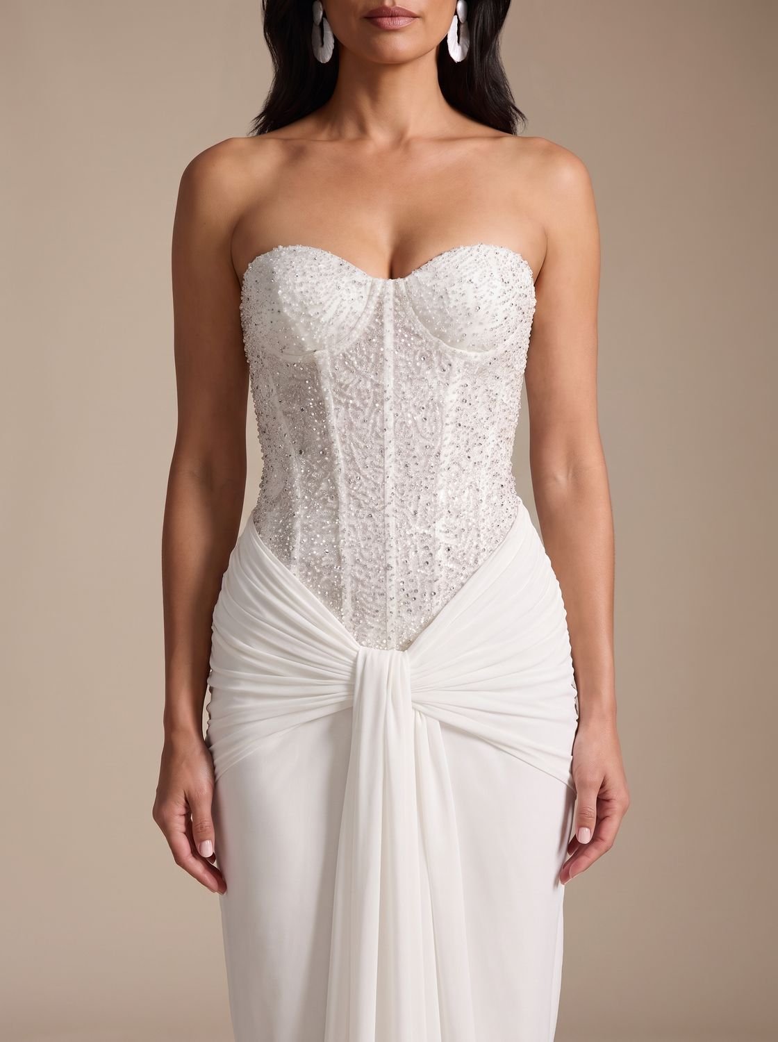 Sage - Women’s Strapless Formal Wedding Guest Gown