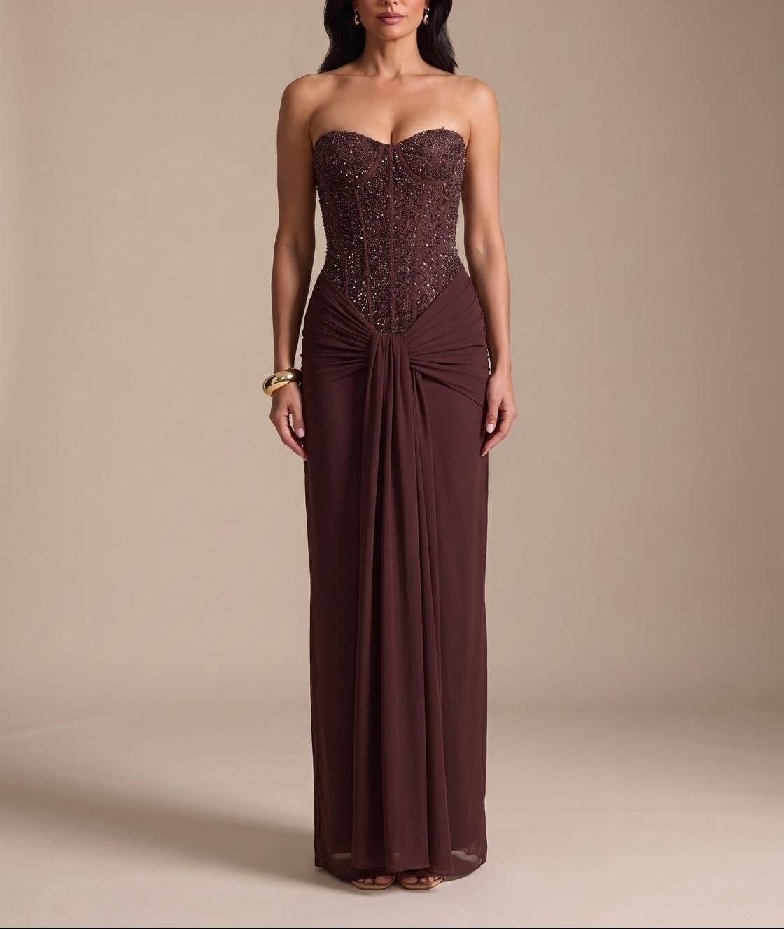 Sage - Women’s Strapless Formal Wedding Guest Gown