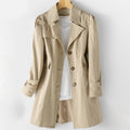 Savannah - Women's Classic Buttoned Mid Trench Coat