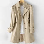 Savannah - Women's Classic Buttoned Mid Trench Coat