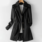 Savannah - Women's Classic Buttoned Mid Trench Coat