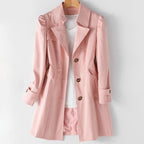 Savannah - Women's Classic Buttoned Mid Trench Coat