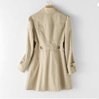 Savannah - Women's Classic Buttoned Mid Trench Coat