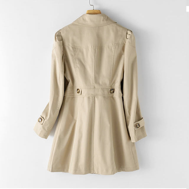 Savannah - Women's Classic Buttoned Mid Trench Coat