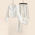 Saylor - Women's Comfy Layered Crop Sweater & Ribbed Pants Set