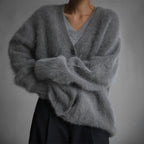Scarlett - Women's Fuzzy V-Neck Knit Cardigan