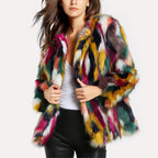 Sienna - Women's Patchwork Plush Faux Fur Coat