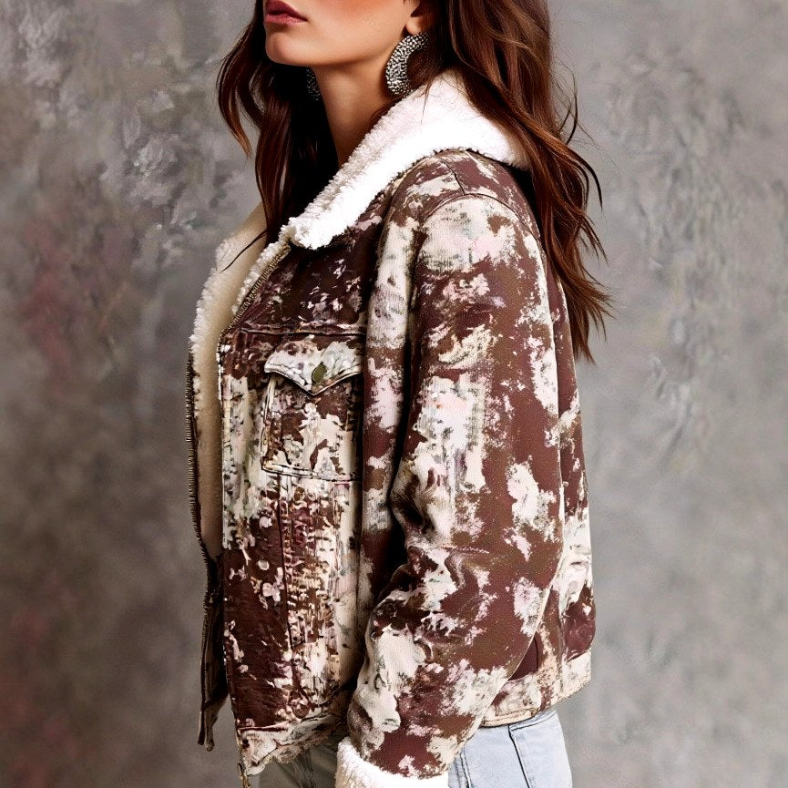 Sierra – Women's Sherpa-Lined Tie-Dye Zip-Up Jacket