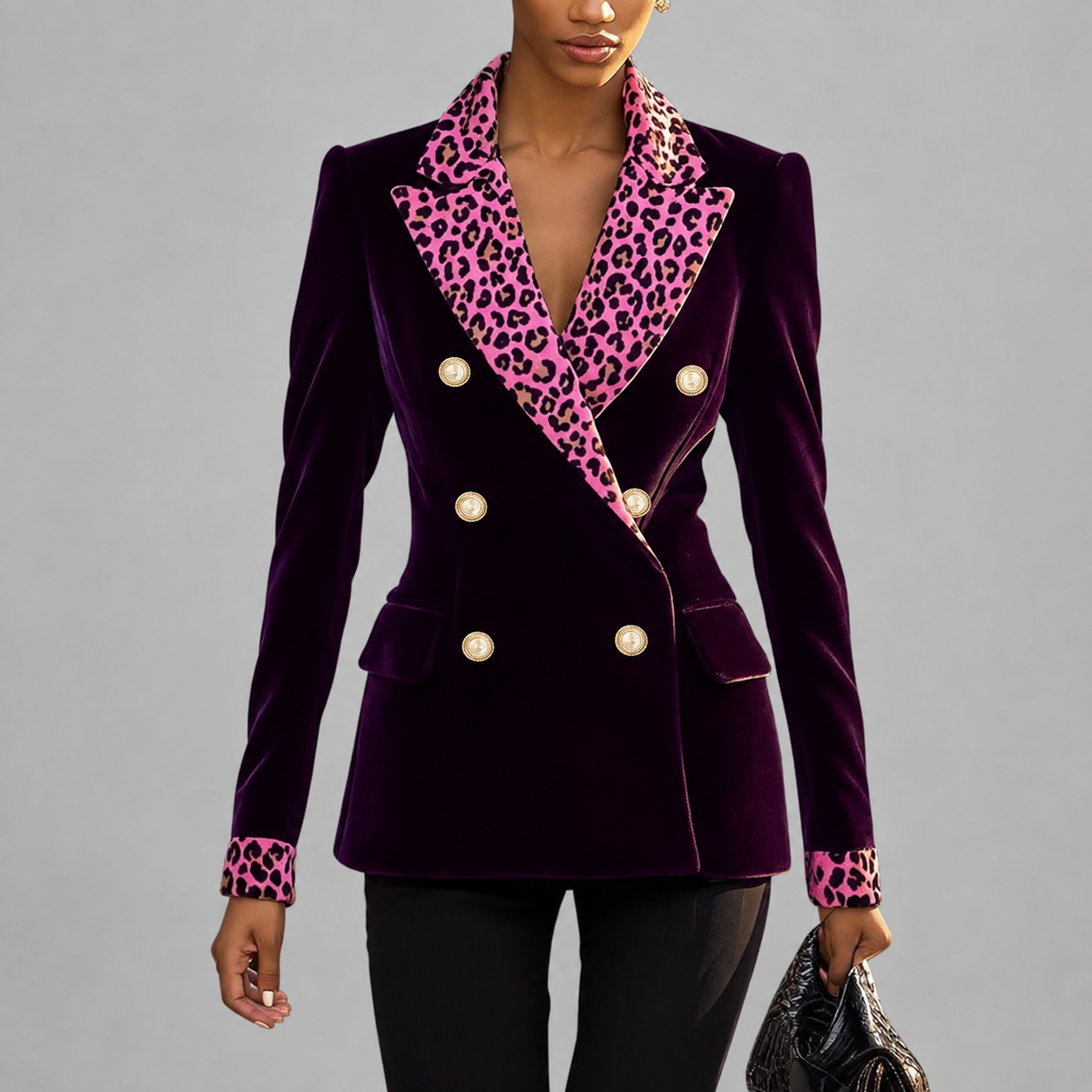 Vera - Women's Leopard Print Slim Fit Blazer Jacket