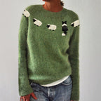 Violet - Women's Multicolor Striped Knit Sweater with Patterned Yoke