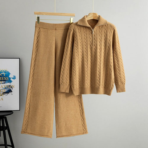 Ada - Women’s High-Neck Sweater and Wide-Leg Pants Set 2
