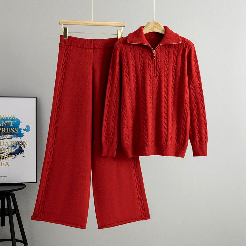 Ada - Women’s High-Neck Sweater and Wide-Leg Pants Set 4