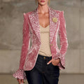 Aida - Women's Velvet Leopard Trim Statement Blazer 1