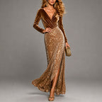 Aimee - Women's Velvet Top & Sequin Maxi Skirt Set 1