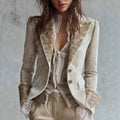Ainsley - Women's Lace-Cuff Embroidered Velvet Blazer 1