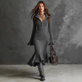 Aja - Women's Ribbed Zip Neck Knit Midi Dress 1
