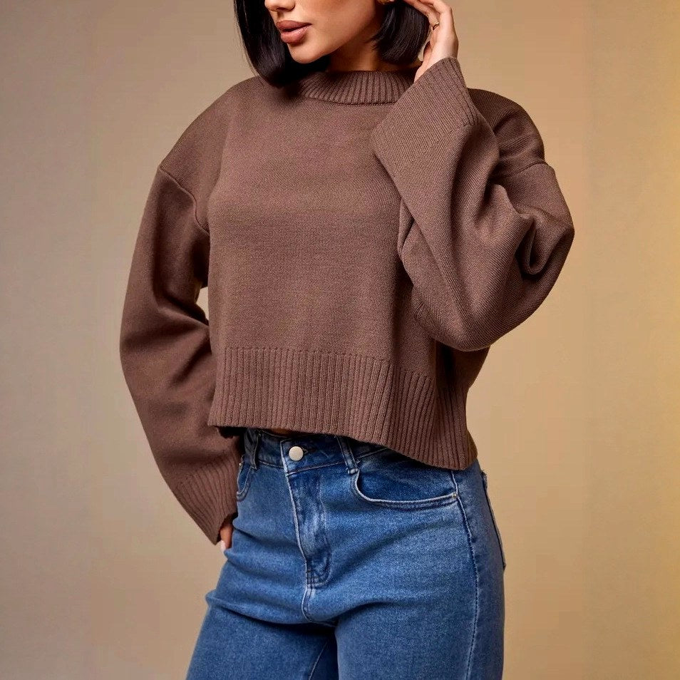 Alanis - Women's Cropped Turtleneck Sweater with Ribbed Trim 7