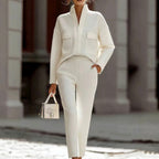 Alexandra - Women's Waffle Stand-Up Collar Matching Set 1