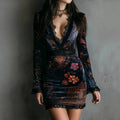 Alida - Women's Deep V-Neck Velvet Bodycon Dress 1