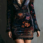 Alida - Women's Deep V-Neck Velvet Bodycon Dress 5