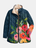Alisson - Women's Quilted Floral Jacket with Button Front