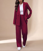 Alma - Women's Double-Breasted Blazer with High-Waist Trousers