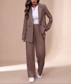Alma - Women's Double-Breasted Blazer with High-Waist Trousers