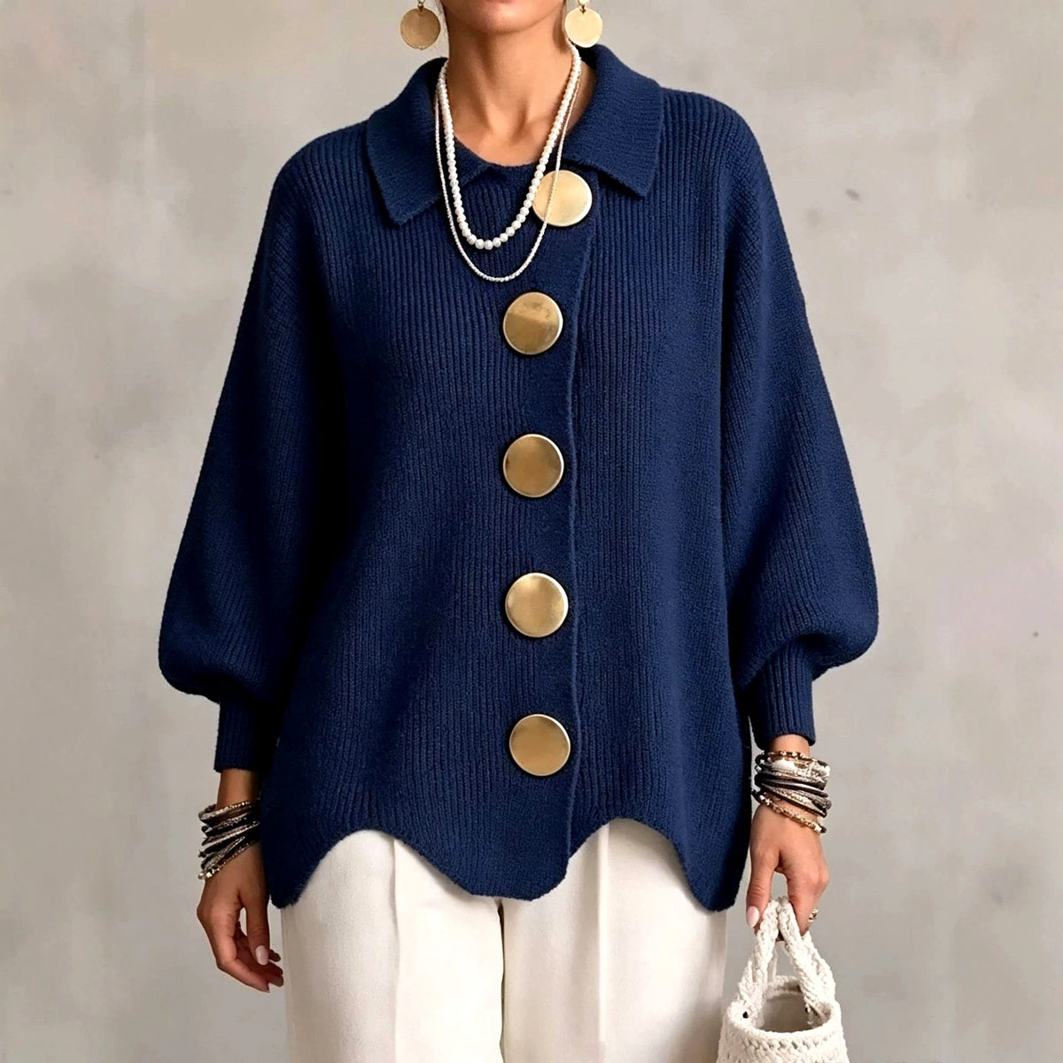 Alycia - Women's Sequin Collared Oversized Party Cardigan 2