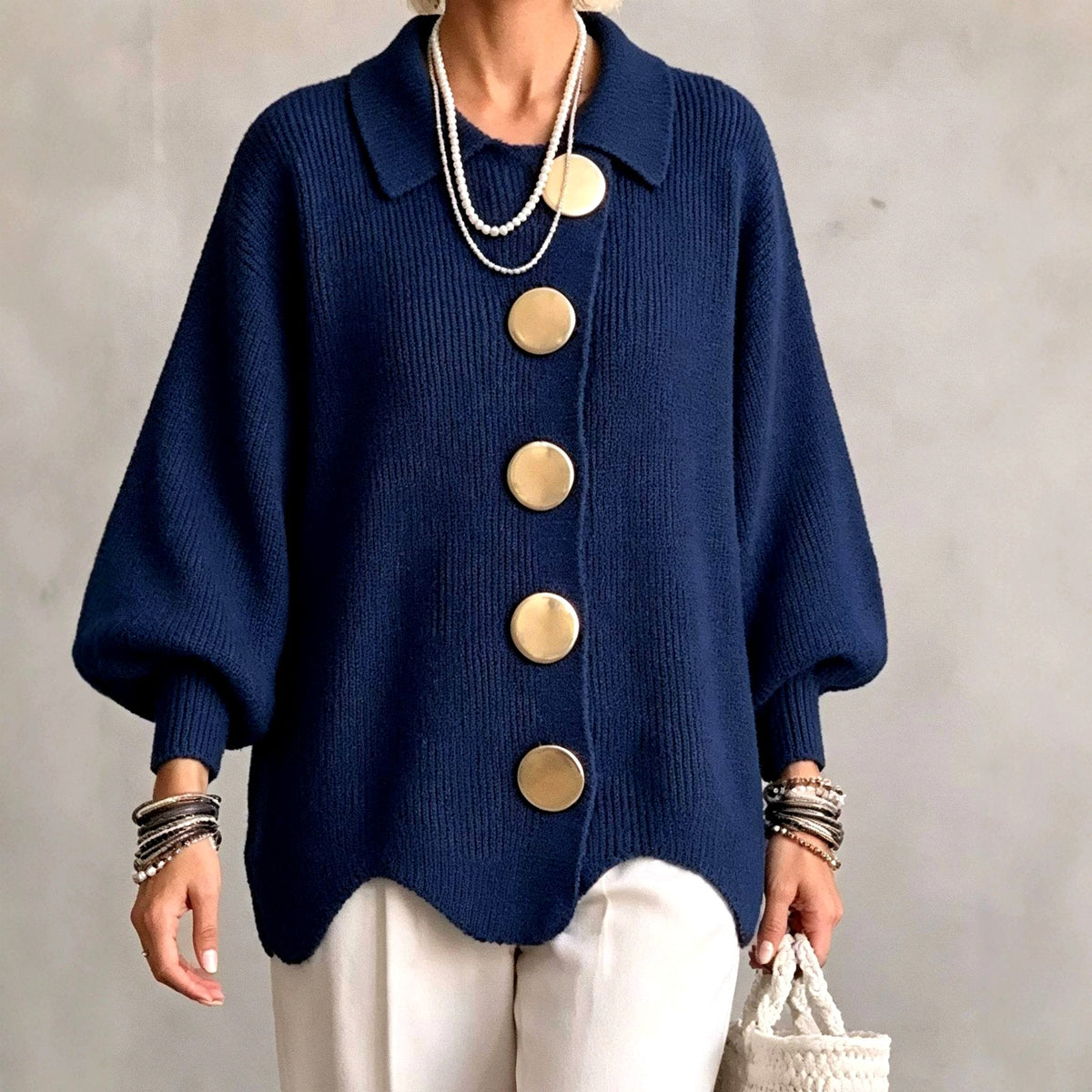 Alycia - Women's Sequin Collared Oversized Party Cardigan 5