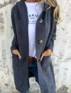Amanda - Women's Longline Hooded Knit Sweater with Buttons 4