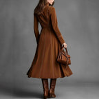 Amelie - Women's Faux Suede High Neck Long Sleeve Dress 2