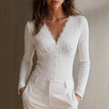 Anais - Women's Button-Front Lace Knit Blouse 1