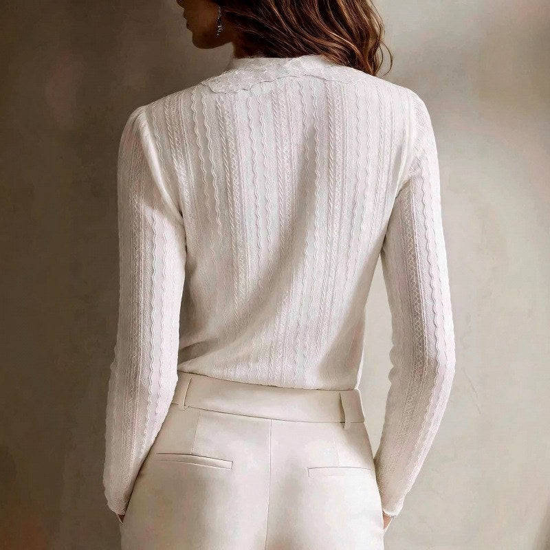 Anais - Women's Button-Front Lace Knit Blouse 2