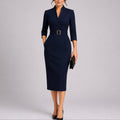 Analeia - Women’s Belted Fall Wedding Guest Dress