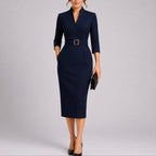 Analeia - Women’s Belted Fall Wedding Guest Dress