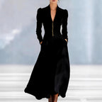 Andromeda - Women's Ruched Waist Long Sleeve Maxi Dress 2