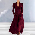 Andromeda - Women's Ruched Waist Long Sleeve Maxi Dress 3