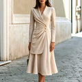 Angela - Women's Lapel Collar Ruched Evening Dress 1