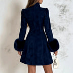 Annie - Women's Stand Collar Faux Suede Coat 4