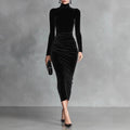 Annika - Women's Velvet Bodycon Long Sleeve Midi Dress 1