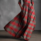 Anouk - Women's Plaid Deep V-Neck Maxi Dress 3