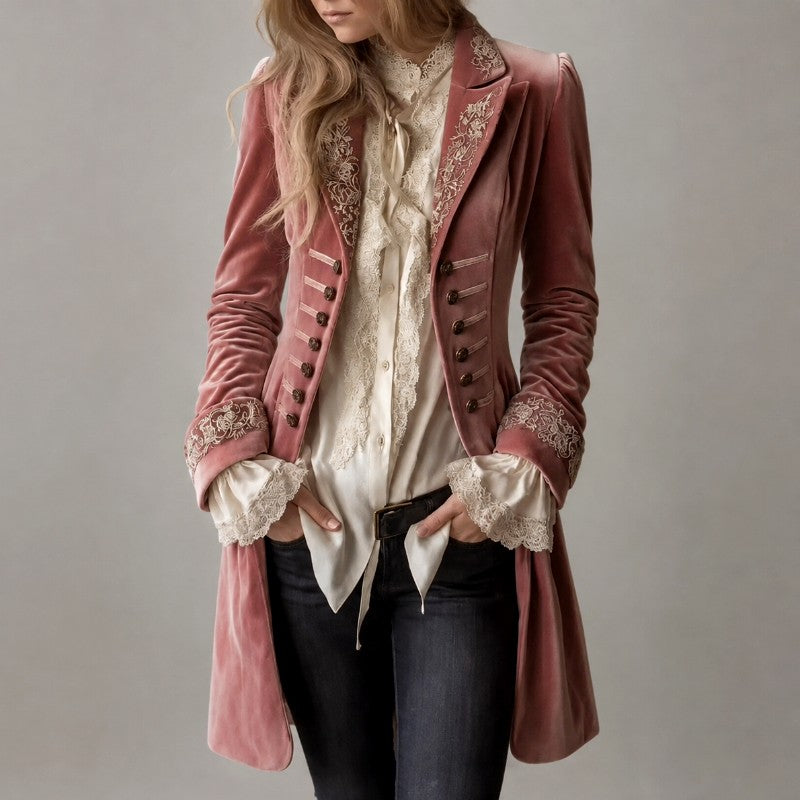Antoinette - Women's Embroidered Longline Military Blazer 1