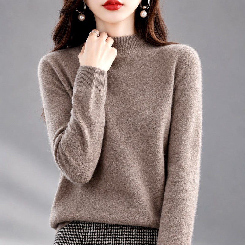Antonia - Women’s Wool Long Sleeve Mock Neck Sweater 1