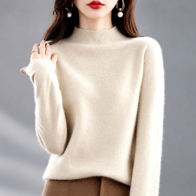 Antonia - Women’s Wool Long Sleeve Mock Neck Sweater 2