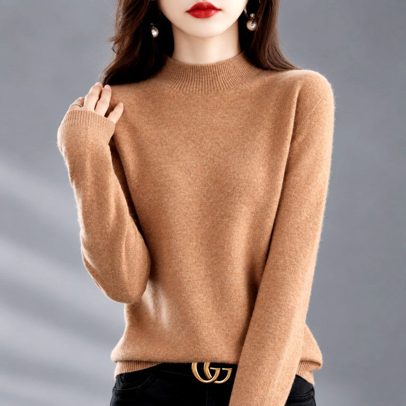 Antonia - Women’s Wool Long Sleeve Mock Neck Sweater 4