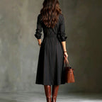 Apollonia - Women's Pinstripe Collared Long Sleeve Shirt Maxi Dress 2