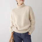 Ara - Women's Oversized Cashmere Turtleneck with Ribbed Trim