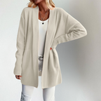 Aria - Women's Open-Front Cardigan with Ribbed Cuffs