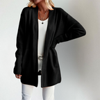 Aria - Women's Open-Front Cardigan with Ribbed Cuffs